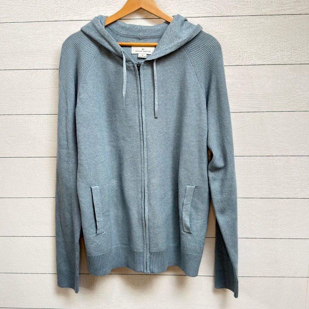 Modern Ambition Men's NWOT Recycled Material Sky Blue Zip Up Hoodie - M